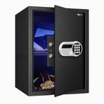Amazon Basics 50 Litres Digital Safes for Home & Office - Digital Lock 3-in-1 unlocking | locker safe with Motorized Door Locking Mechanism | Size : 50 H x 35 W x 33 D(cm) | Black | Weight: 17 Kgs