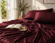 Noaré Cooling Bamboo Bedsheet King Size for Double Bed – Breathable & Ultra Soft Summer Bedding Set with 1 Fitted Bedsheet and 2 Pillow Covers – Luxury Cooling for Hot Sleepers | Wine Red.