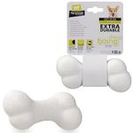 Ferplast CHEWA BOING BONE Dog Toy Super Bouncing & Floating - Innovative Chewing-Resistant Material - 3D Texture for Dental Hygiene - Ultra Durable - Italian Design - Size M, White