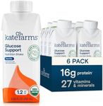 KATE FARMS Organic 1.2 Glucose Support Shake, Vanilla, 16g Protein, 27 Vitamins and Minerals, Meal Replacement, 8.45 oz (6 Pack)