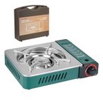 ONLYFIRE Butane Stove with Carrying Case, Portable Camping Stove, 13.5x11in Compact Backpacking Camp Stove for Camping, Hiking, RV Trip, Breakfast, Hotpot and Emergency, 6900BTU, Green GS347