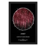 Ritwika's Personalized Starmap Pink Sky & Forest Background In Black Frame and Constellations with Name, Message And Date, Size 9.5 x 13.5 Inch, With Glass, Set of 1 (Pink Sky & Forest)