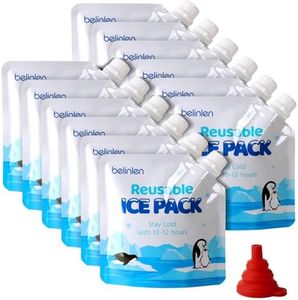 Belinlen 12pack 7"x7" Reusable Ice Packs for Coolers,Long Lasting Cold Freezer Packs Cooler Shock Reusable ice pack for Lunch Bags,School, Beach, Fishing, Camping
