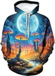 Girren Men's Trippy Hoodies 3D Printed Psychedelic Graphic Hoodie Novelty Long Sleeve Top, Black1, Large