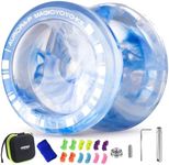 MAGICYOYO Yoyo K3 Aurora-p, Dual Purpose Yo Yo for Finger Spin Trick, Responsive and Unresponsive Yo-yo for Kids and Beginners, Magic Yoyo with 12 Strings and Accessory Kit (Blue White)