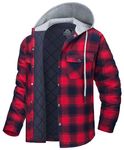 Mens Jackets Fall Flannel Shirt for Men Plaid Jacket Mens Shirts Casual Sherpa Jacket Quilted Jacket Flannel Jackets Hooded Coat