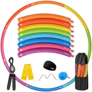 Phobby Weighted Exercise Hoop for Adults, 2.8lbs Adjustable Fitness Hoop, Detachable Hoops with Resistance Band, Headband & Jump Rope, Portable Home Gym Workout Set