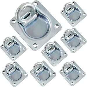 SEUNMUK 8 Pack Recessed D-Ring Tie Down Anchor, Heavy Duty Steel Recessed Pan D-Ring Tie Down Anchor for Truck Trailer Flatbed Pickup, 3306 Lbs Capacity, Square