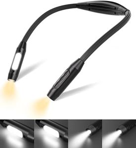 Alampan LED Neck Reading Light, Knitting Crochet Light Around Neck, Longer Arm Reading Light for Crafting, Rechargeable Book Light for Reading at Night in Bed, Neck Lamp Hands Free 3 Colors Dimmable