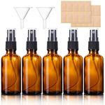 MELLIEX 5 Pack Amber Glass Spray Bottles, 50ML Empty Fine Mist Spray Bottle for Cleaning, Perfume, Cosmetic Sprays