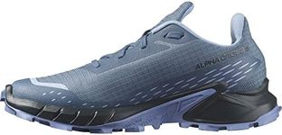 Salomon Women's Alphacross 5 Trail Running and Hiking Shoe, Bersea/Carbon/Blueh, 8.5 US