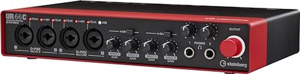 Steinberg UR44C (Red) USB 3.0 Audio Interface, 6-in/4-out, 32-bit/192kHz with 4 XLR/TRS Combo Inputs, 2 Line Inputs, MIDI I/O, USB Bus Power, and Bundled Software