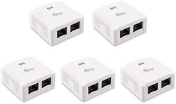 [UL Listed] Cable Matters (5 Pack) Cat6 RJ45 Surface Mount Box - 2 Port in White