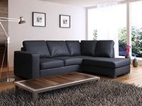 Sofas and More WESTPOINT VENICE BIG CORNER SOFA FAUX LEATHER BLACK RIGHT HAND SIDE