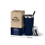 Arctic Tumblers | 20 oz Navy Blue Insulated Tumbler with Straw & Cleaner - Retains Temperature up to 24hrs - Non-Spill Splash Proof Lid, Double Wall Vacuum Technology, BPA Free & Built to Last