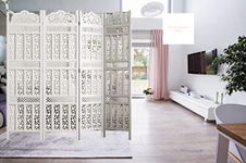 Artistic Interior Crafts Wooden Room Partition/Screen/Room Divider Partitions Wood Room Divider Partition for Living Room 4 Panels (White)