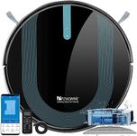Proscenic 850T Robot Vacuum Cleaner with Mop,3000Pa Strong Suction Robotic Vacuum with Mop, Wifi/App/Alexa/Remote Control, Automatic Self-Charging,Ideal for Pet Hair,Hard Floor&Carpet,7.3cm Thin,Black