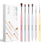 MelodySusie 6Pcs Acrylic Nail Brush Set, Size 8/10/14 Professional Nail Brushes for Acrylic Powder Nail Art Extension and 3D Nail Carving for DIY Home Salon Nail Art Manicure Tool (macaron)