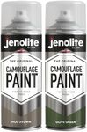 JENOLITE Army Camouflage Paint Twin Pack | Olive Green & Mud Brown | 2 x 400ml | Ideal for Model Making, Paintball, Airsoft, Military Vehicles