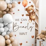 We Can Bearly Wait Sticker Teddy Bear Baby Shower Decoration Backdrop Banner for Gender Reveal Party(Girl Boy Baby) Theme Party