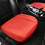 2-Pack Leather Front Car Seat Cover, Bottom Only Seat Cover for Cars, Luxury Faux Leather Automotive Seat Cover, Anti-Slip, Storage Bag, Full Wrap, Red