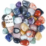 Crocon 1LB Assorted Crystals Tumbled Stones Bulk Set 2000+ Carats Pocket Crystal Healing Balancing Gemstones Tumbled Collection Palm Stone Good Luck Charm Gift Craft Home Decor Size: 20-25 mm