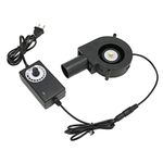 Smal Blower Fan, 120mm Mini Small Blower Fan DC 12V Brushless Motor Blower Fan with Speed Control for Receiver DVR for Xbox Modem Cooling US Plug 100‑240V