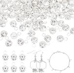 PH PandaHall Rhinestone Charm Pendants, 100pcs 3mm Tiny Dangle Charms Diamond Dangle Pendants Mini Round Crystal Beads for Earrings Bracelets Necklaces Chokers Anklet Jewelry DIY Craft Making, Silver