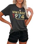 hohololo 50th Birthday T-Shirts Women Vintage 1974 Shirt Graphic Fifty Birthday shirs Casual Birthday Gifts Blouse Tops...