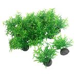 Aquarium Plants Fish Tank Decorations 20pcs Small Size/1inch Tall Plastic Artificial Plant Goldfish Waterscape Fish Hides Mini Grass Set (Green-A)