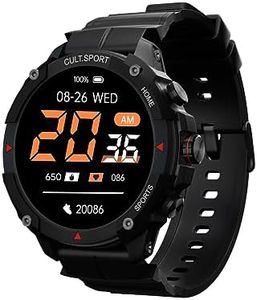 CULTSPORT Ranger Xr 1.43" Amoled Outdoor Rugged Smartwatch for Men, 850 Nits, Always On Display, Bluetooth Calling, 420Mah Battery, Sports Recognition, Health Tracking, Round Digital Watch, Black