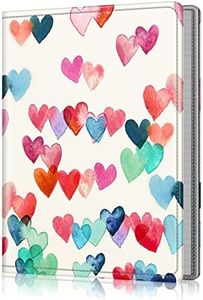 Fintie Photo Album 5x7 Photos - 52 Photos Small Mini Capacity Premium Vegan Leather Cover Photo Book, Portable Wallet Photo Album for Wedding Family Boys Girls Art Work, Raining Hearts