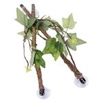 SOONHUA Reptile Vines,Plant Garland,Reptile Climbing Branch Reptile Angle Branch Terrarium Plant Decorations With Suction Cup For Amphibian Lizard Snake Climbing