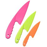 pengxiaomei 3Pcs Plastic Kitchen Knife Set, Nylon Kitchen Knives for Kids, Safe Colorful Plastic Cooking Knives for Children, for Lettuce Salads or Cakes