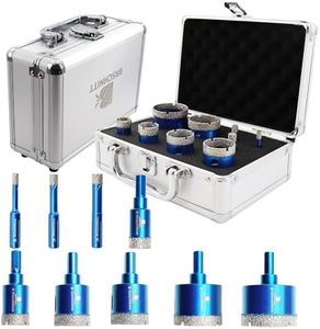 BRSCHNITT Diamond Hole Saw Kit - Porcelain Tile to Granite Drilling, 9pcs Diamond Drill Bits with Triangle Shank (6 8 10 20 25 32 35 43 50mm)