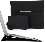 HYZUO 15 Inch Laptop Sleeve Case Cover with Stand Feature for MacBook Pro 15 2019-2016, MacBook Air 15.3/15 M3 M2 A3114 2023-2024, 15" Surface Laptop 7-3, with Pouch, Black(Smiley)