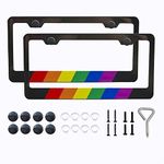 Rainbow License Plate Frame, Black High Grade 304 Stainless Steel