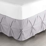 Pinch Pleat Bed Skirt, Pleated Wrap Around Bed Skirt, Easy Fit 14” Pintuck Bed Skirt, Premium Microfiber Bed Skirt, Luxury Bedskirt, Hotel Quality Bed Ruffle, Queen Bed Skirt Light Gray Lavender