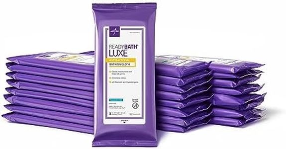 Medline ReadyBath LUXE Antibacterial Extra Thick Adult Bath Wipes, 192 Wipes (8 Wipes, 24 Packs), Unscented, No Rinse Formula with Aloe, Sensitive Skin, Hypoallergenic, Alcohol-Free, 8 x 8 Inch