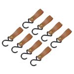 uxcell Leather S Hooks, 8Pcs Camping Hook Hanger Multipurpose S-Shaped Hangers for Outdoor Picnic Hanging Pots Pans Utensils, Brown