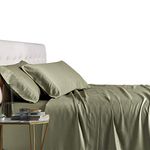 Royal Tradition Viscose from Bamboo Bed Sheets, Queen, Solid Sage, Super Soft and Cool 4PC Sheet Set