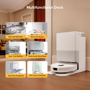 Roborock Qrevo S5V Robot Vacuum Mop – 12,000Pa Suction, FlexiArm, White