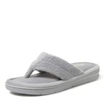 Dearfoams Women's Melanie Terry Thong Slipper, Grey Sleet, 5-Numeric_6