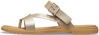 Crocs Women's Tulum Toe Post Sandals, Metallic Champa, 6 Women