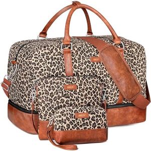 IBFUN Weekender Bags for Women, 21" Weekender Travel Bag, Travel Duffle Bag with Shoe Compartment Carry on Overnight Duffel Bag for Weekend Travel Business Trip, 3PCS