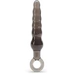 Lovehoney Grey Beaded Anal Prober with Finger Loop - Soft Plastic - Beginner Friendly - 5.25 inch