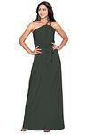 koh koh Plus Size Womens Long Sleeveless One Shoulder Cocktail Evening Formal Bridesmaid Bridal Wedding Party Summer Sexy Cute Maternity Gown Gowns Maxi Dress Dresses, Dark Gray Grey 2XL 18-20