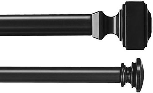 Amazon Basics 1" Double Curtain Rod with Square Finials - 91 to 183cm, Black