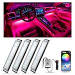 YiLaie Car LED Interior Lights,RGB Ambient Lighting Car with APP Control and 16 Million Colours, Music Mode, Colour Memory, Suitable Accessories Gifts for Men or Women, DC 12V