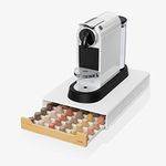 ineshi Bamboo PodStash® - Coffee Pod Storage Drawer/Holder/Compatible with Nespresso Pods, 60 Capacity (White)